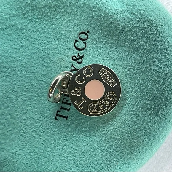 Tiffany & Co. Silver Pink Enamel 1837 Round Charm - Picture 2 of 6